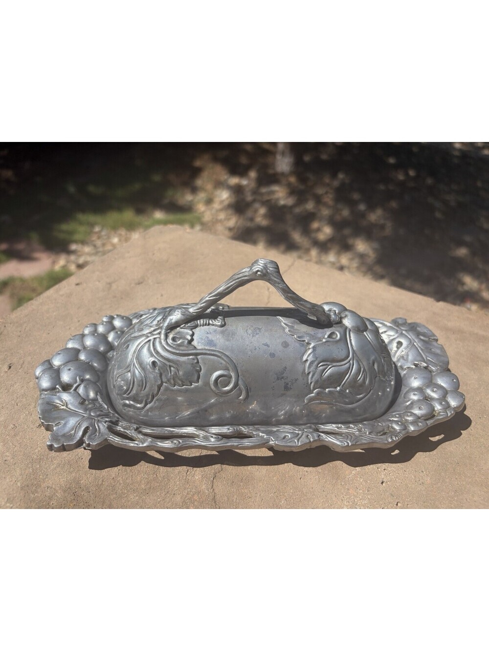 Arthur Court 2001 Grape Butter Dish Cast Aluminum Vintage Signed